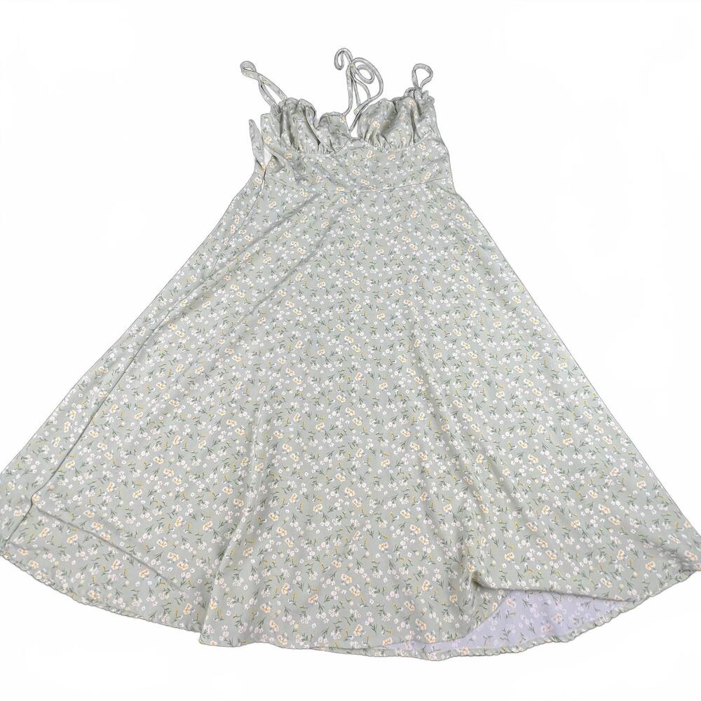SHEIN Mint Green Floral Midi Cottagecore Dress – Size L